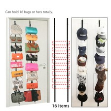 Adjustable Cap Hat Rack Wall Door Hanger Holder Storage Organizer 16 Hooks