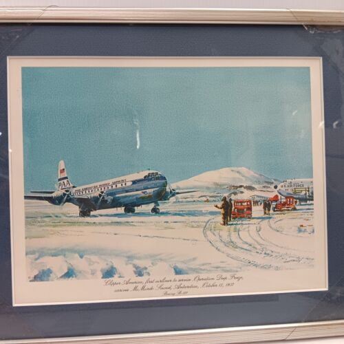John Mccoy Art Print Pan American World Airways Boeing B-377 Antarctica Oct 1957 - Picture 1 of 5