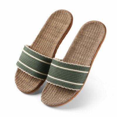 Flax No Sweat Slippers Women Summer Comfy Breathable Slide Linen