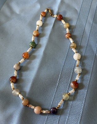 Cute Vintage Semi-Presious Stone Bead Necklace 15