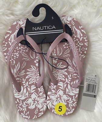 Nautica Women's Flip Flops Floral Print Sandals Shoes Size - Main Image
