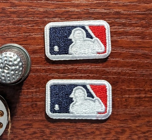 MLB Baseball Logo Patch 2 Small Pieces Embroidered Iron Patch 0.5x1" Inches  - Picture 1 of 3