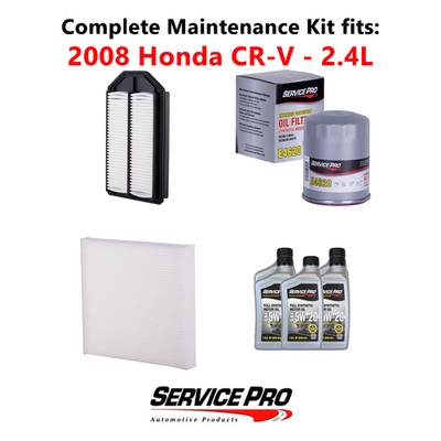 2008 Honda CR-V 2.4L Complete Cabin, Air & Oil Filter Kit (5W-20)