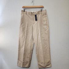 Polo Ralph Lauren Womens Wide Leg Cuffed Pants Cotton Sz 8 Beige Cropped Tan New