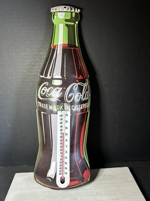 COCA COLA Bottle Working Thermometer Vintage 1998 Tin 16 Inch Tall