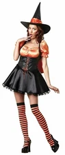 InCharacter Wicked Wishes Orange and Black Witch Adult Halloween Costume Medium