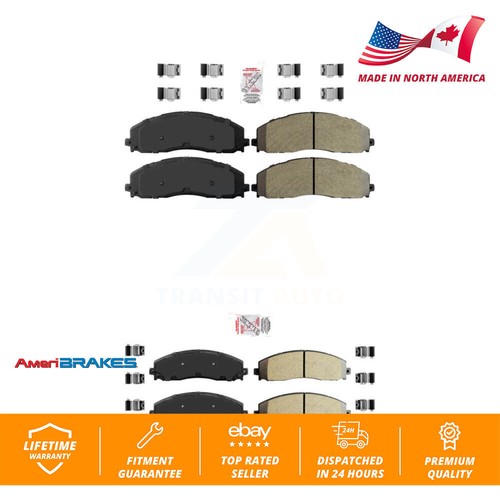 Front Rear Semi-Metallic Disc Brake Pads Kit For Ford F-350 Super Duty F-250 - Picture 1 of 9