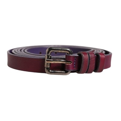 GF FERRE Belt Maroon Leather Silver Metal Buckle Waist Women 85cm / 34in 200usd