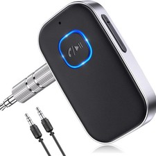 Bluetooth Car Receiver with Noise Cancellation  16H Battery Life - Black/Silver