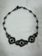 Victorian/Edwardian-Style Choker Necklace Gothic/Steampunk Black Beads Pearls