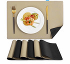 MOSAYT Faux Leather Reversible Placemats Set of 6, 100% Waterproof — photo 1