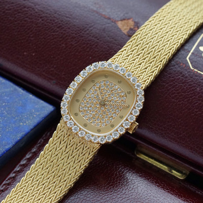 Patek Philippe Diamond Pave Ellipse Bracelet 4134/910 18k Gold Box Papers 1980s