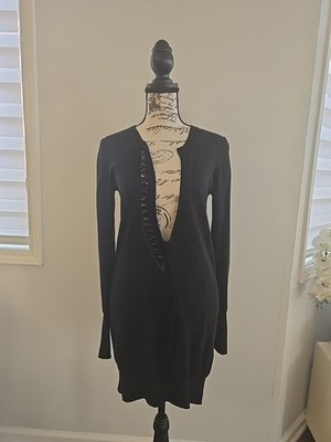 Patrizia Pepe Beated Sweater Dress Sz 1 Black