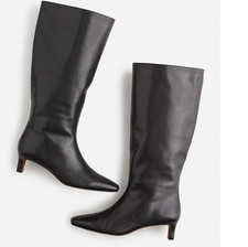 Madewell Dimes Knee High Kitten Heel Tall Extended Calf Black Boots Size 8 New