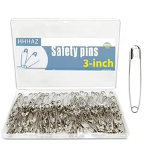 3Inch Extra Large Safety Pins - 100Pcs Heavy Duty Silver Nickel-Plated Steel - B