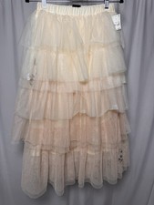 Wicked Ivory Gradient Layered Tulle Maxi Skirt XS NWT