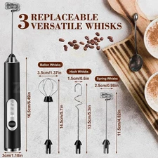 Electric Milk Frother Handheld Whisk Mixer Stirrer Coffee Egg USB Rechargeable