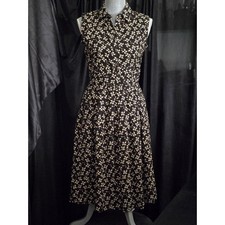 Cute Black with Floral Print Button Up Dress By Tylho for Anthropologie, Small