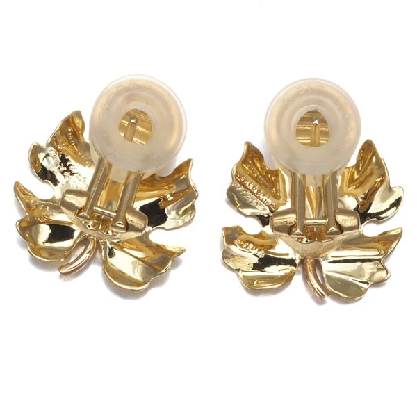 Auth GIANMARIA BUCCELLATI Earrings Leaf 18K 750 Yellow Gold - Image 3 of 4