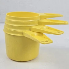 Vintage Tupperware Measuring Cups Yellow Set Of 4 Retro Nesting 1970’s 761-5