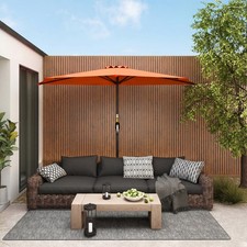 2.7m Half Round Parasol Umbrella Balcony Sun Shade Metal Polyester