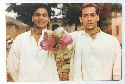 Indien Salman & Shah Rukh Khan Bollywood Karan Arjun Film Postkarte (1)