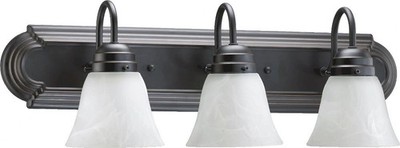 3 Light Bath Vanity in Quorum Home Collection style - 24 inches wide by 8 inches