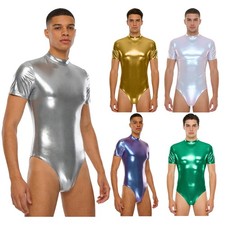Mens Bodysuit Zipper Underwear Leotard One Piece Jazz Jumpsuit Cosplay Romper