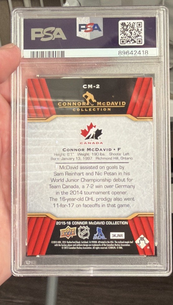 2015 upper deck connor mcdavid psa 10 view 2