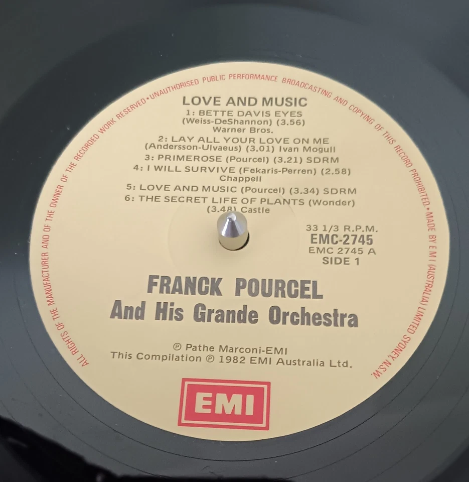 Franck Pourcel - Love And Music - Disco LP de 1982 casi como nuevo, portada excelente Foto 3 de 3