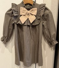 SHEIN Long Sleeve Green Bow Dress Girl Size 4Y