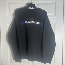 Vintage Y2K Adidas Sweatshirt Men XL Black 90s Tech Design Function Spellout