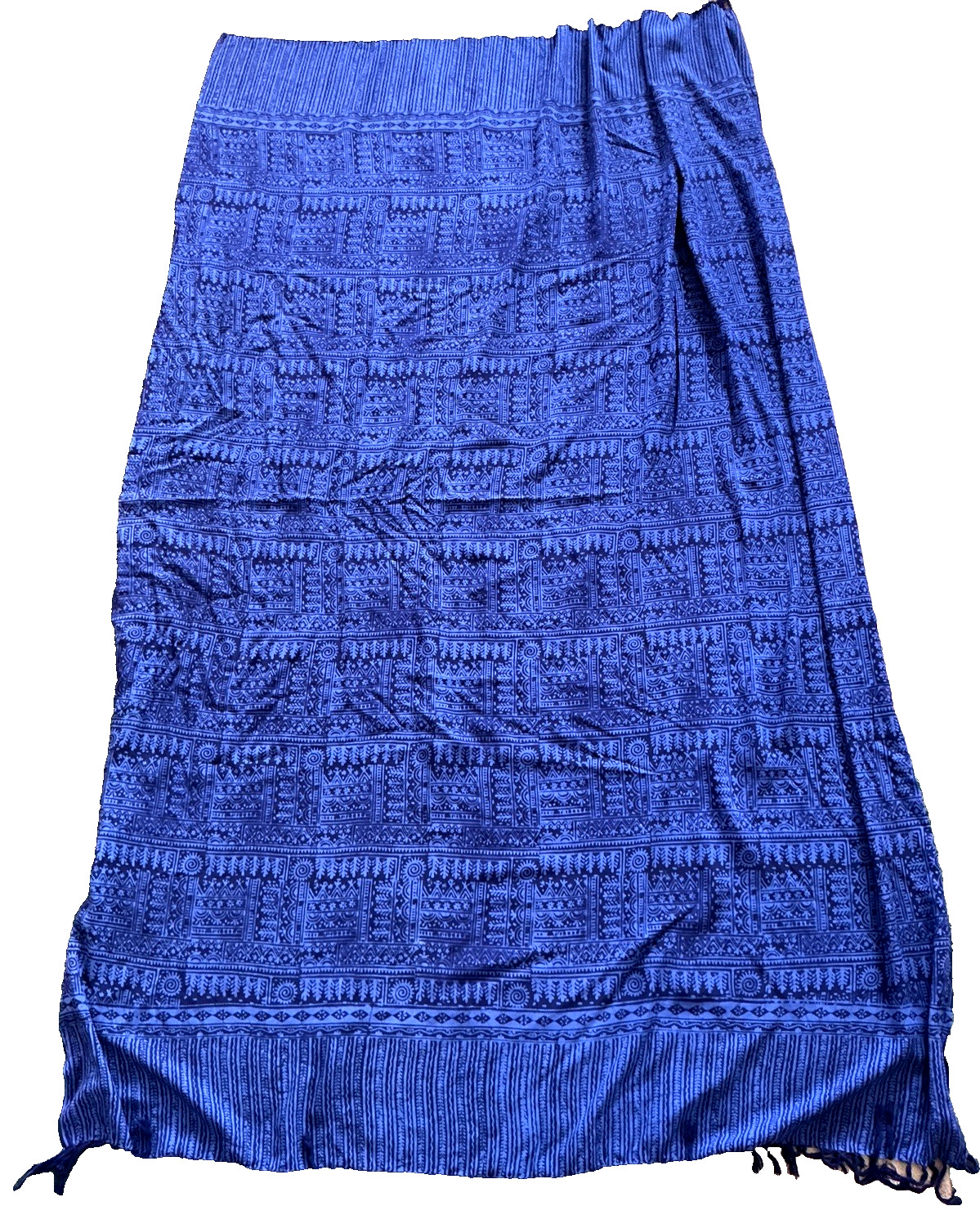 Indigo Blue Patterned Shawl Throw Wrap Ethnic Pri… - image 8