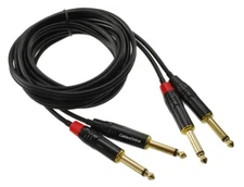 10ft Premium Dual 1/4" (6.3mm) TS Male to Male Noise Free Left/Right Audio Cable