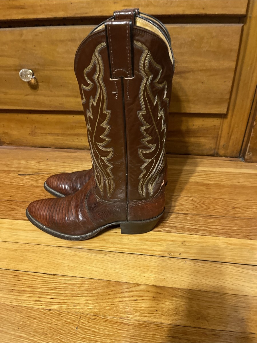 Justin 8480 Lizard Brown Leather Cowboy Western Boots Men's Size