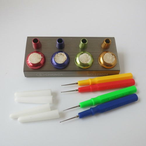 G31226A Chrome Plated Metal Stand with 4 Watch Dip Oilers Pith Cleaning Stations - Picture 4 of 4