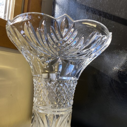Shannon by Godinger Large 12” Lead Crystal PALM TREE peony vase 21st century - Picture 8 of 9