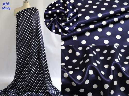 1Meter X 1.48Meter Polka Dots Fabric Satin Charmeuse Soft Lining Scarf Diy Tissu - Bild 20 von 23