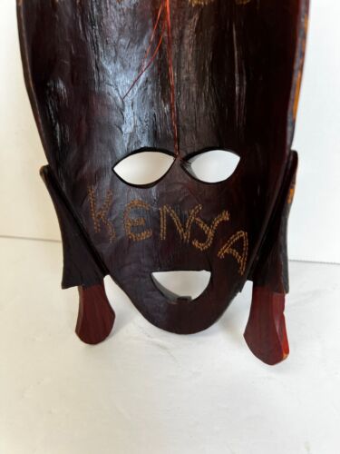 Handgeschnitzte dunkle Ebenholz Holz Kenia afrikanischer Stamm Wandmaske 9 Zoll - Bild 6 von 9