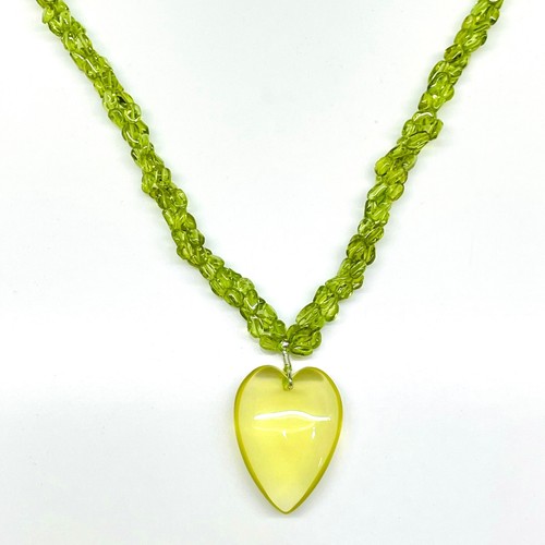 3 Rows Natural Peridot Necklace Oval Beads 925 Silver Clasp Lemon Quartz Pendant - Picture 8 of 10