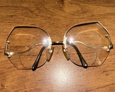Luxottica Gold Mount Vtg Olympus Eyeglass Rimless Butterfly Frames Only Italy