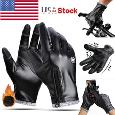 Men Women Winter Warm Leather Gloves Windproof Waterproof Touch Screen Gloves US
