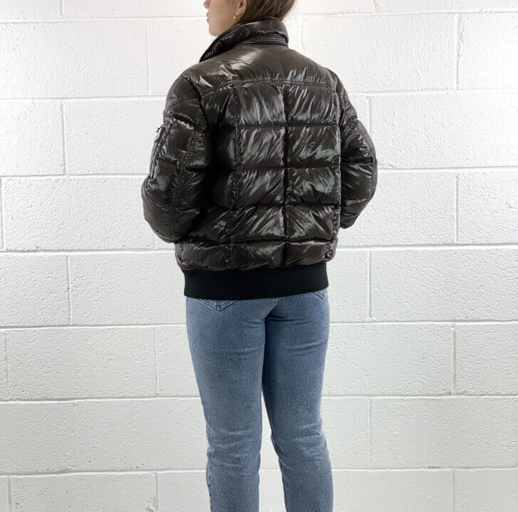 Moncler Auburn Genuine Puffer Bomber Ski Jacket Shiny Brown Moncler Auburn Genuine Puffer Bomber Ski Jacket Shiny Brown