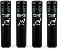 CLIPPER REFILLABLE LIGHTER JET FLAME SOLID BLACK 4 PACK / 48 PACK FREE SHIPPING