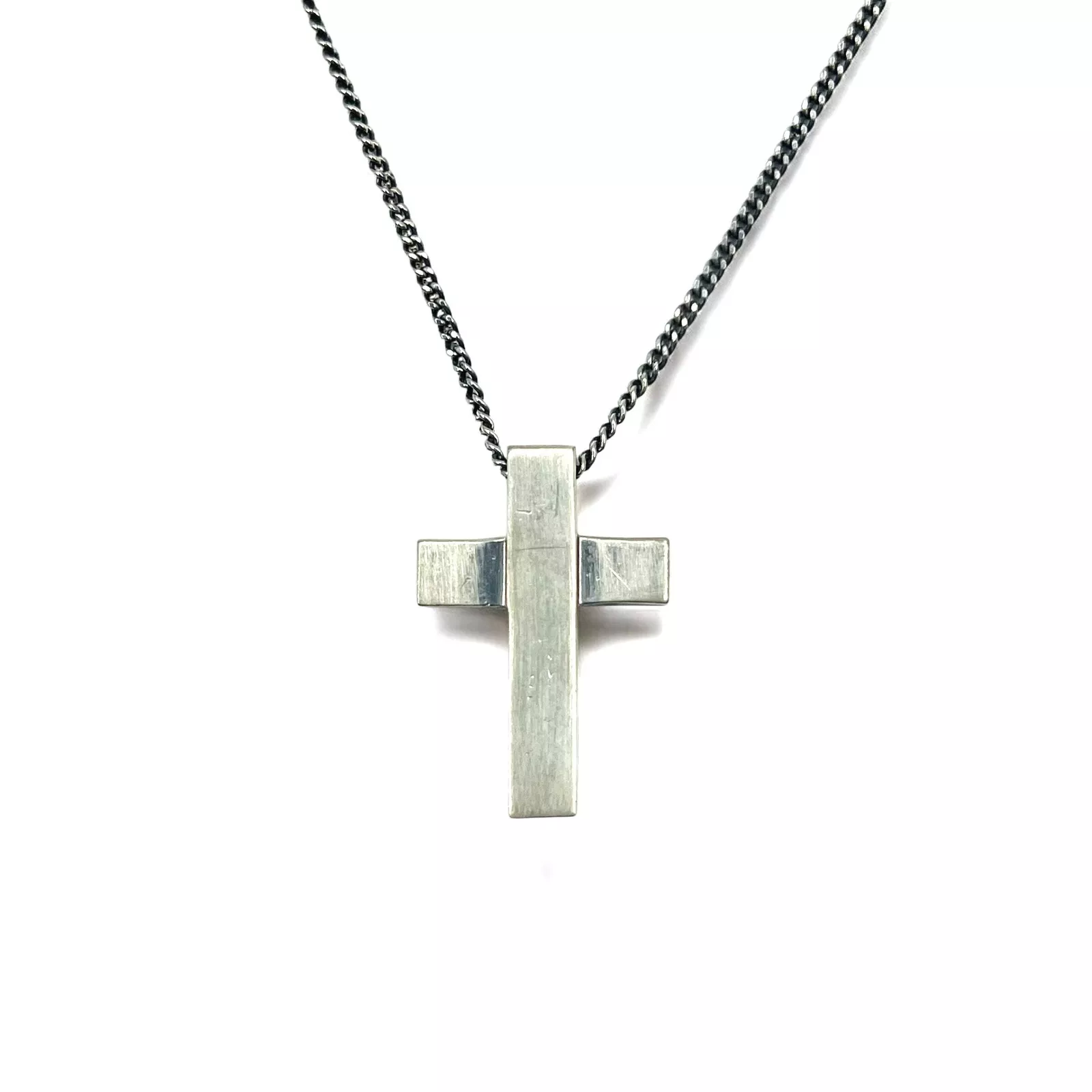Collier ras du cou pendentif croix fantaisie fabriqué en Italie GUCCI croix argent SV925
