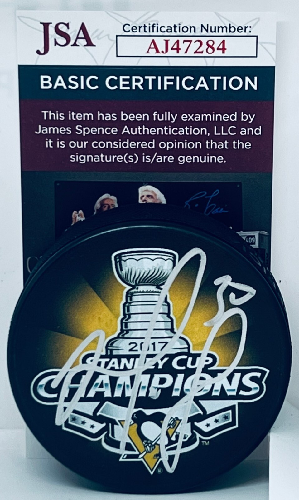 Matt Murray Autographed Signed Pittsburgh Penguins 2017 Stanley Cup Champs Puck JSA 
