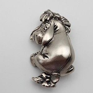 Disney Eeyore Brooch Brushed Silver Tone Pin Signed Winnie The Pooh