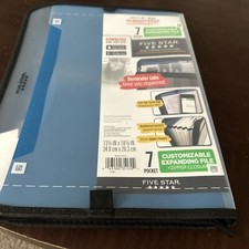 Mead 5 Star 7 Pocket Customizable Expanding File Folder Zipper Closure Blue New