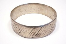 Large Antique North African Moroccan Bangle Bracelet--Silver