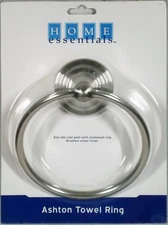 HOME ESSENTIALS ASHTON MODEL BRUSHED NICKLE FINISH TOWEL RING NEW IN PACKAGE